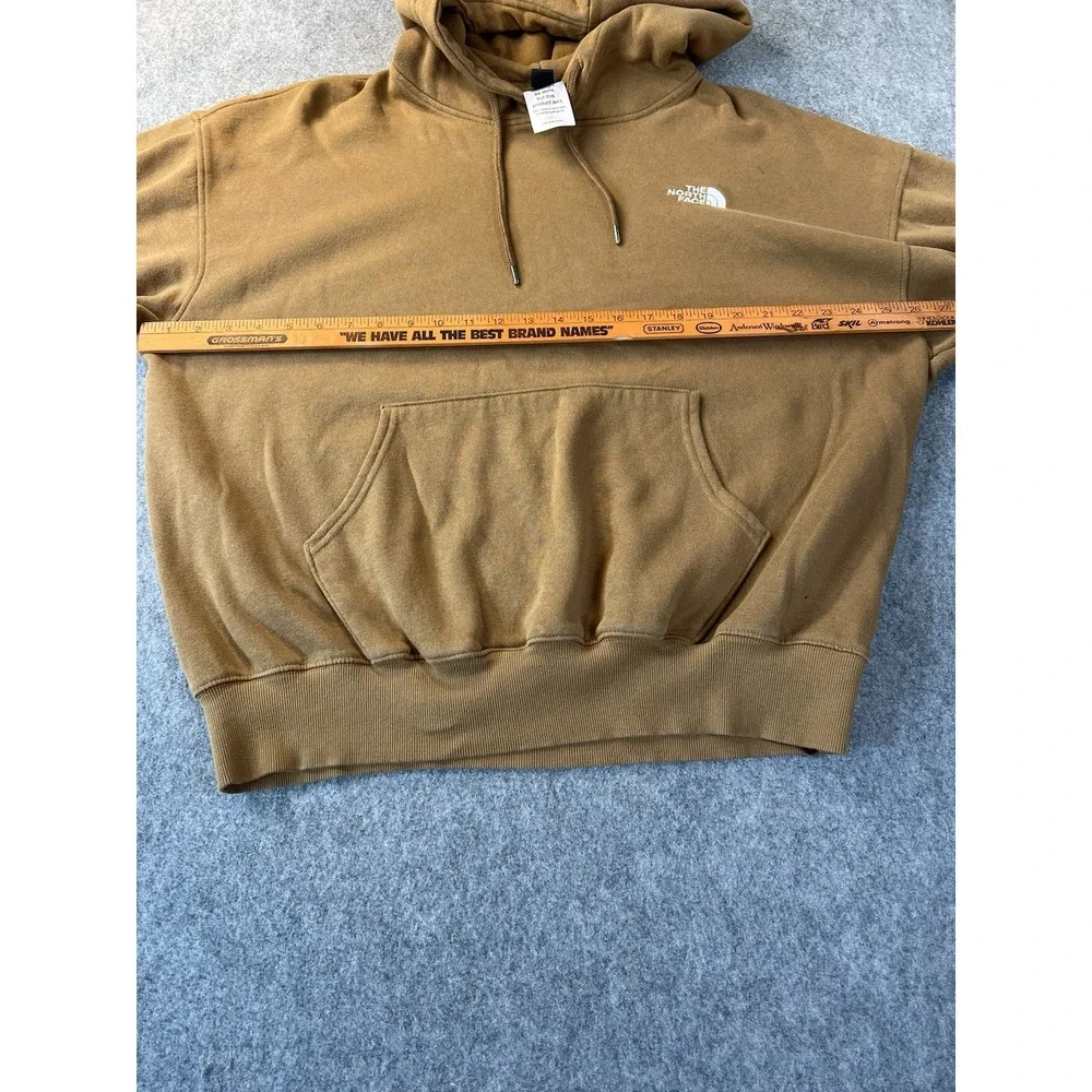 The North Face Men's L Brown Circular Design Pullover Fleece Hoodie Logo Pockets
